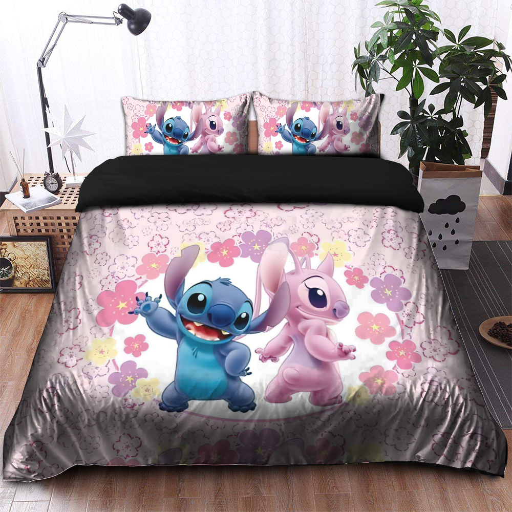 Lilo And Stitch Bedding Set Stitch And Angel Cute Couple Duvet Covers Colorful Unique Gift