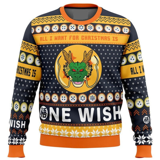 Dragon Ball Sweatshirt All I Want For Christmas Is One Wish Sweatshirt Black Yellow Unisex