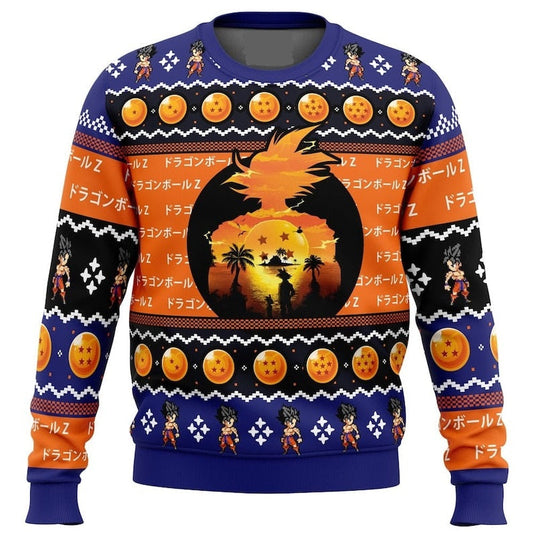 Dragon Ball Sweatshirt Beautiful Sunset Goku Silhouette Sweatshirt Orange Blue Unisex