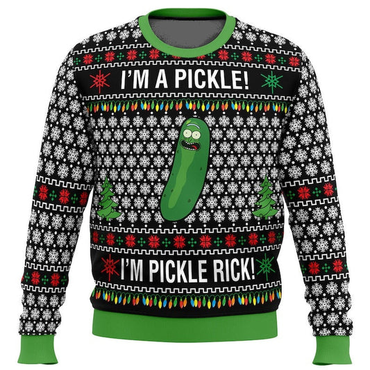 Rick And Morty Sweatshirt I'm Pickle Rick Snowflakes Pattern Sweatshirt Black White Unisex Adults