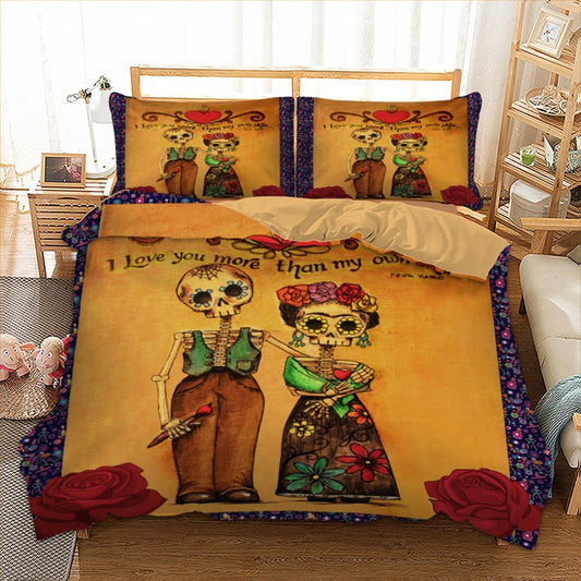 Skull Bedding Set I Love You More Than My Own Skin Duvet Covers Brown Unique Gift