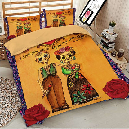 Skull Bedding Set I Love You More Than My Own Skin Duvet Covers Brown Unique Gift