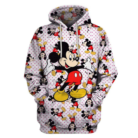 DN Hoodie MK Mouse Pattern Dots White Hoodie