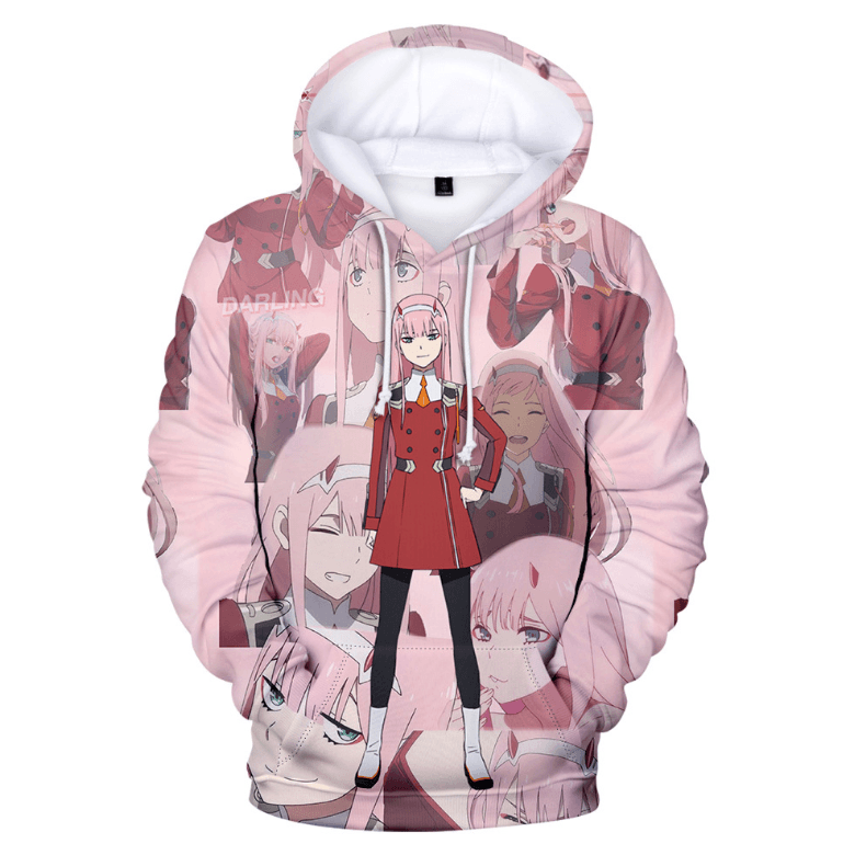  Darling In The Franxx Hoodie Zero Two Faces Pink Hoodie Anime Hoodie Adult Full Size Full Print