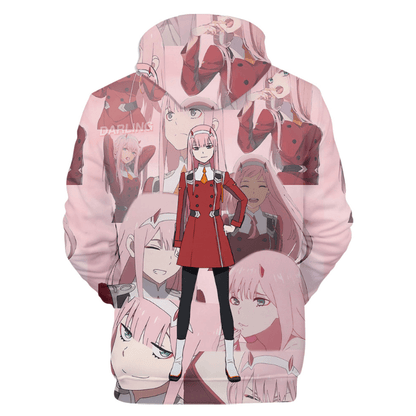  Darling In The Franxx Hoodie Zero Two Faces Pink Hoodie Anime Hoodie Adult Full Size Full Print