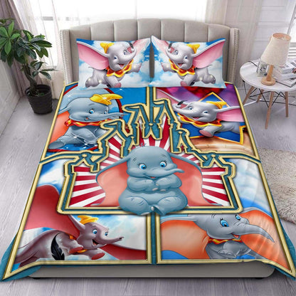 DN Bedding Set Dumbo Flying Elephant Graphic Duvet Covers Colorful Unique Gift