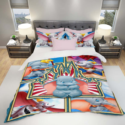 DN Bedding Set Dumbo Flying Elephant Graphic Duvet Covers Colorful Unique Gift