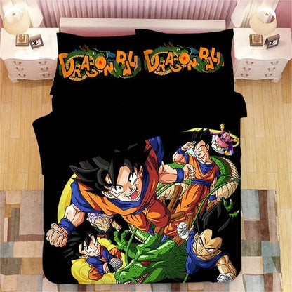 Dragon Ball Bedding Set Son Goku Vegete Mabu Graphic Duvet Covers Black Unique Gift