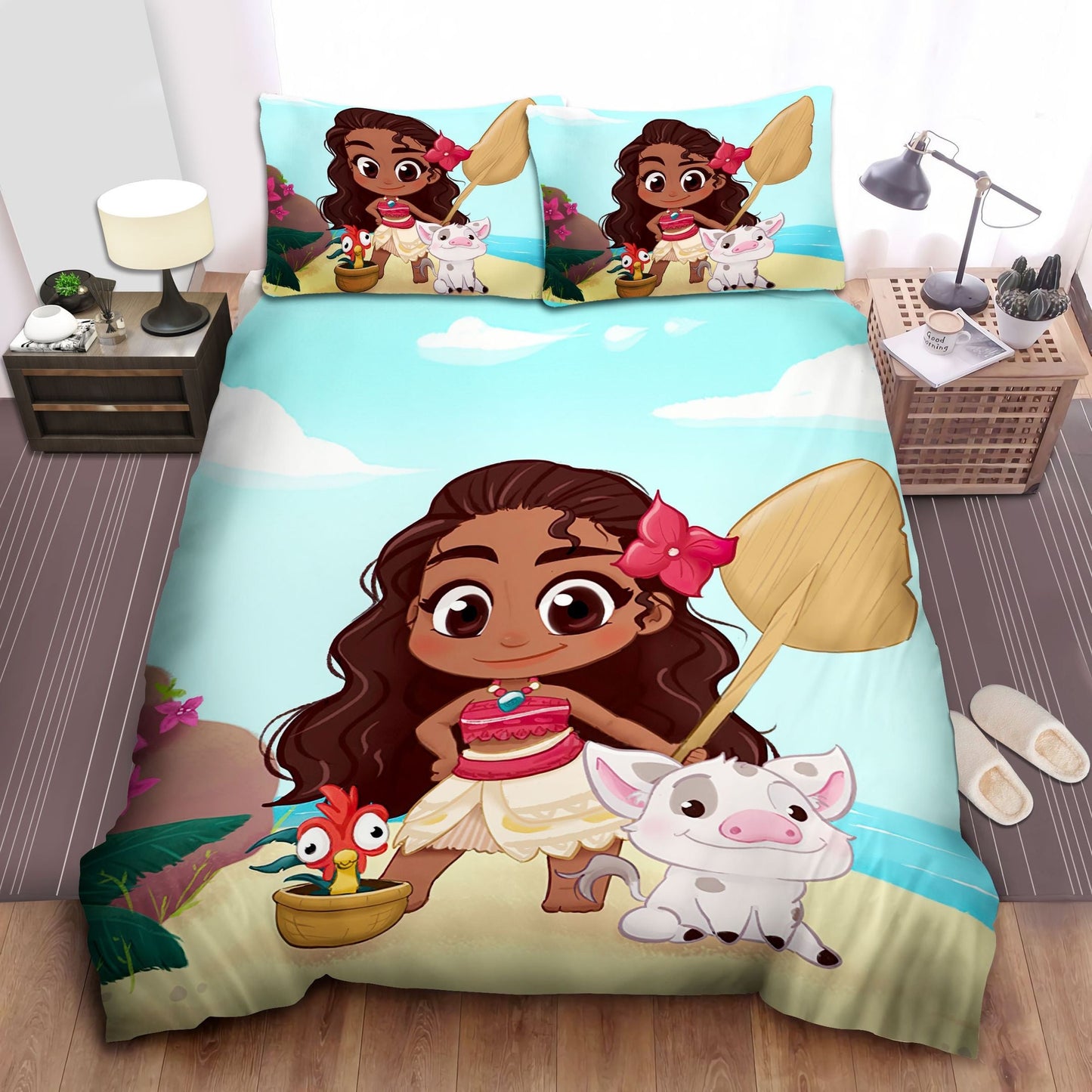 Moana Bedding Set DN Moana With Her Friends Chibi Style Duvet Covers Colorful Unique Gift