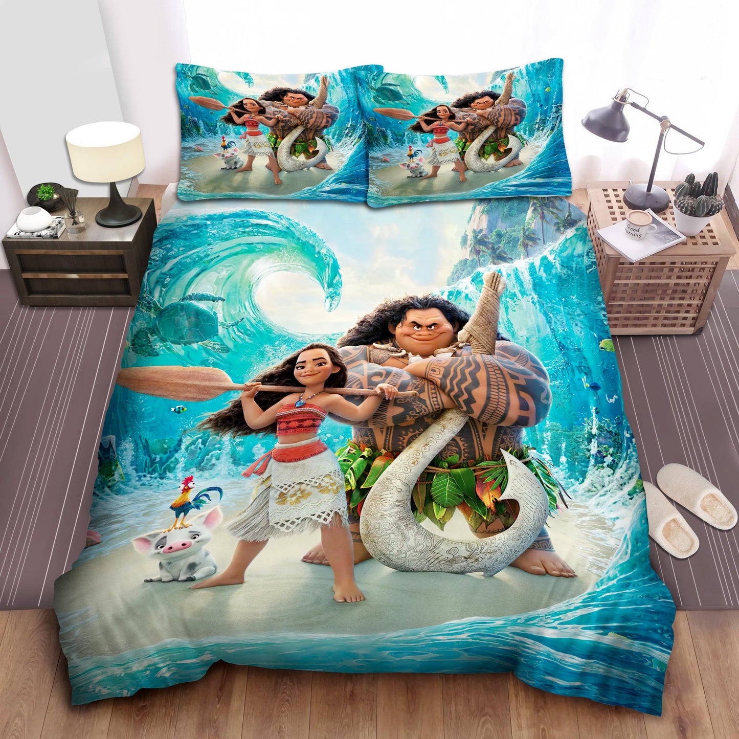 Moana Bedding Set DN Moana Characters In Middle Of Waves Duvet Covers Colorful Unique Gift