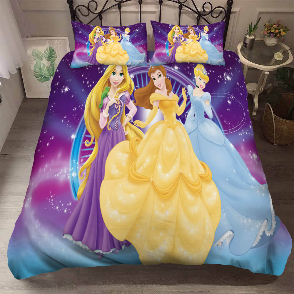 DN Bedding Set Rapunzel Belle Cinderella Galaxy Duvet Covers Colorful Unique Gift