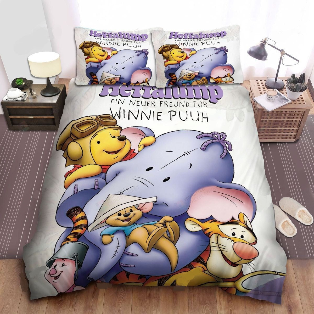 WTP Bedding Set DN Pooh Friends And Heffalump Duvet Covers White Unique Gift