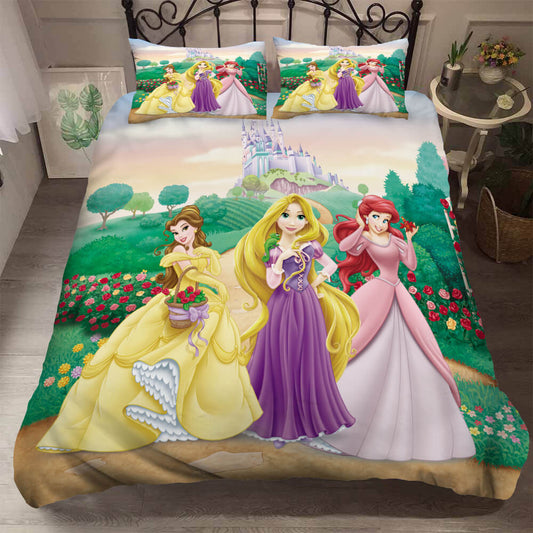 DN Bedding Set Belle Rapunzel Ariel In The Garden Duvet Covers Colorful Unique Gift