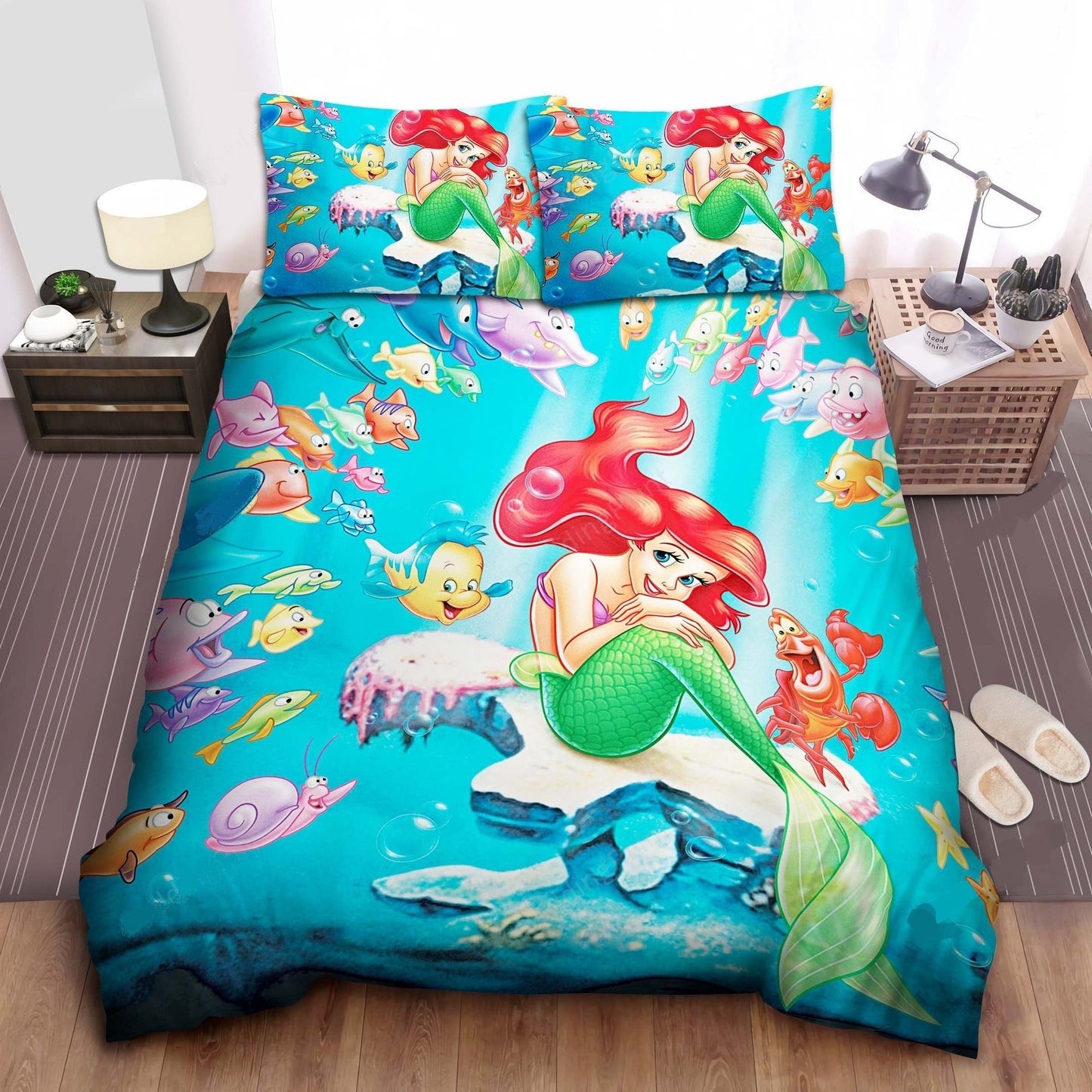 Little Mermaid Bedding Set DN Princess Ariel Singing With Fishes Duvet Covers Colorful Unique Gift