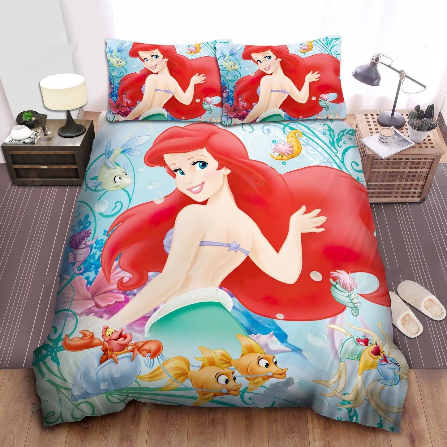 Little Mermaid Bedding Set DN Arial And Friends Fishes Duvet Covers Colorful Unique Gift