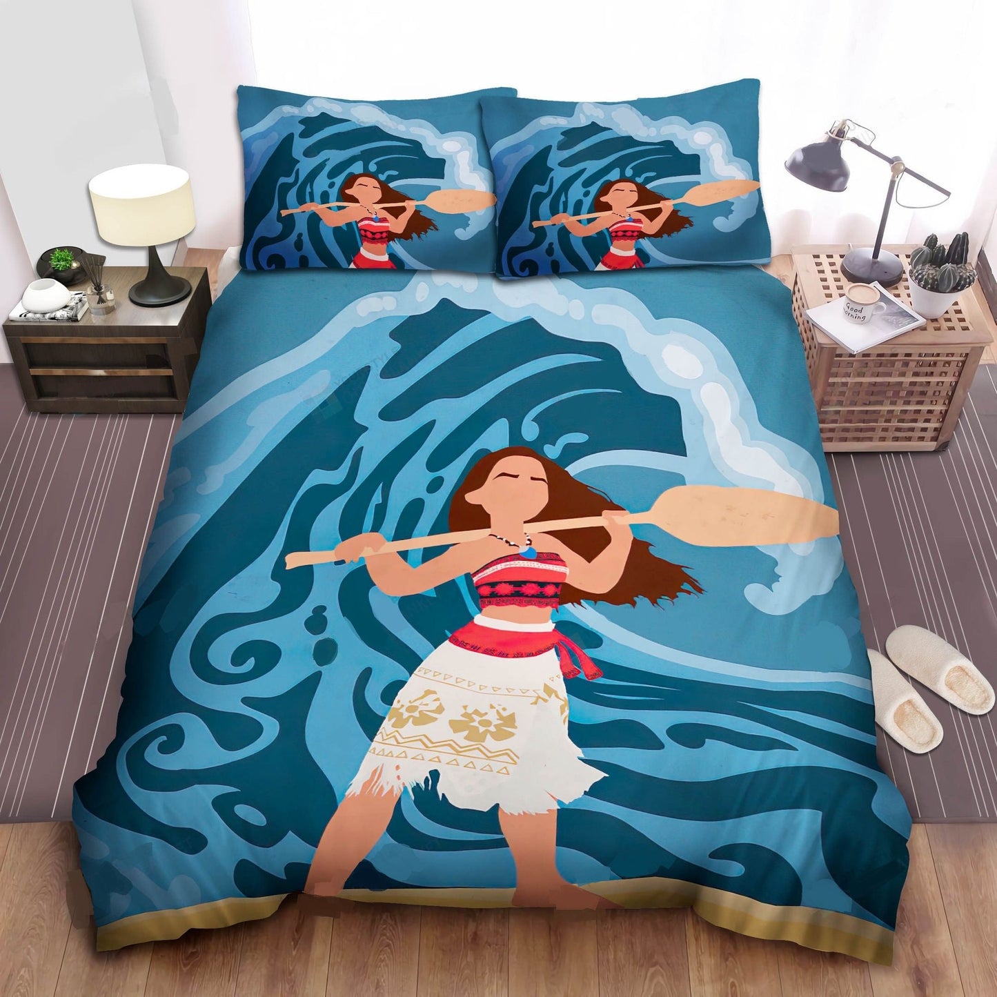 Moana Bedding Set DN Princess Moana And The Wave Duvet Covers Blue Unique Gift