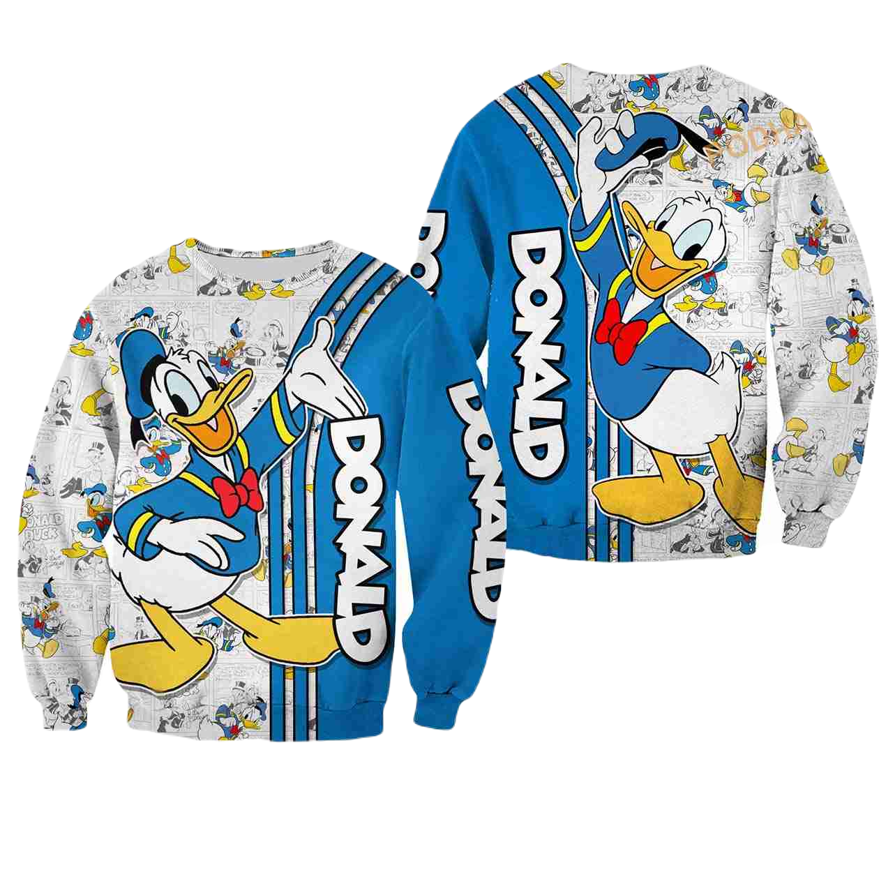 DN Sweatshirt Comic Book Patterns Donald Sweatshirt White Blue Unisex Adults New Release