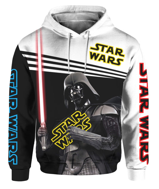 SW Hoodie Darth Vader Holds SW Logo Hoodie Black White Unisex