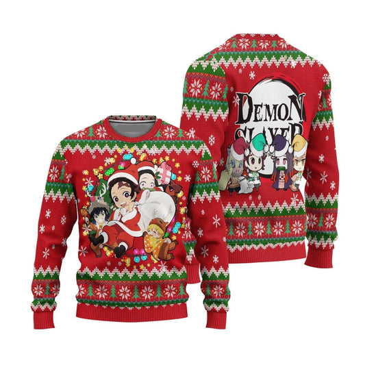 Demon Slayer Sweatshirt Main Characters Noel Costume Sweatshirt Red Unisex Adults New Release