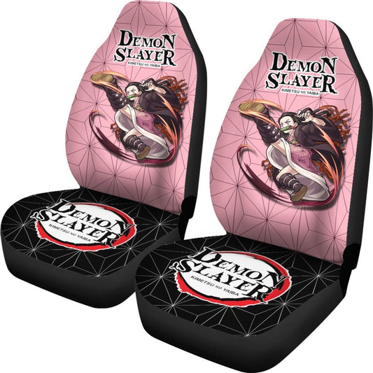 Demon Slayer Car Seat Covers Nezuko Fighting Demon Slayer Seat Covers