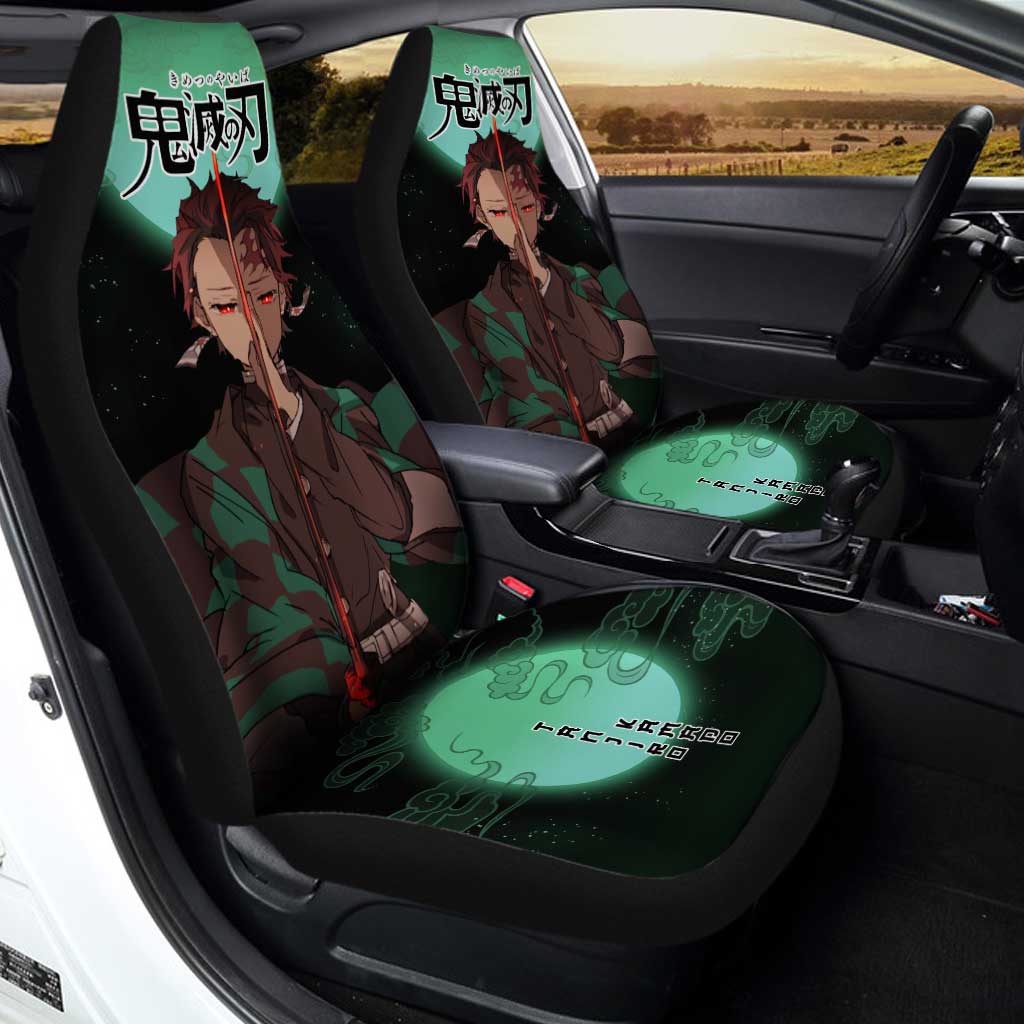 Demon Slayer Car Seat Covers Tanjiro Under Moonlight Seat Covers