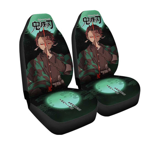 Demon Slayer Car Seat Covers Tanjiro Under Moonlight Seat Covers