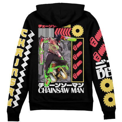 Chainsaw Man Zip Hoodie Denji Chainsaw Man Fighting Pose Zip Hoodie Black Unisex