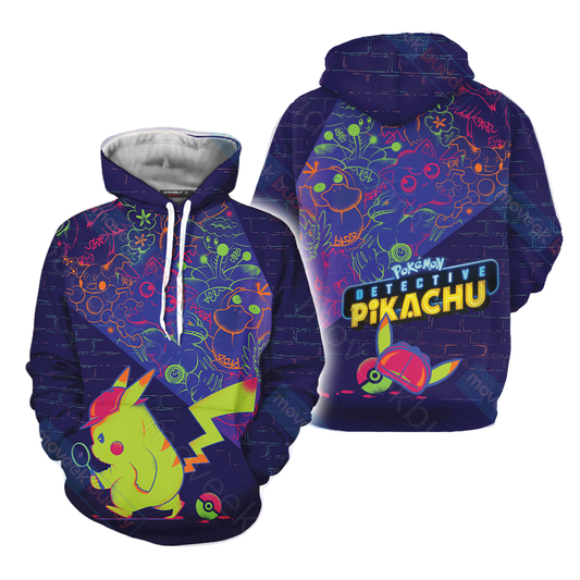 PKM Hoodie Detective Pikachu Finding Evidents Hoodie Dark Blue Unisex