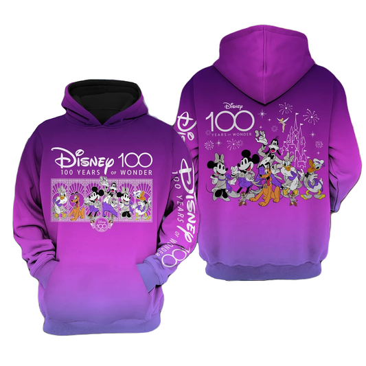 DN Hoodie Character Cards DN 100 Years Of Wonder Hoodie Pink Unisex Adults New Release