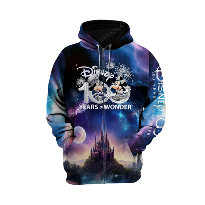 DN Zip Hoodie MK And Minnie DN 100 Years Of Wonder Zip Hoodie Colorful Unisex Adults New Release