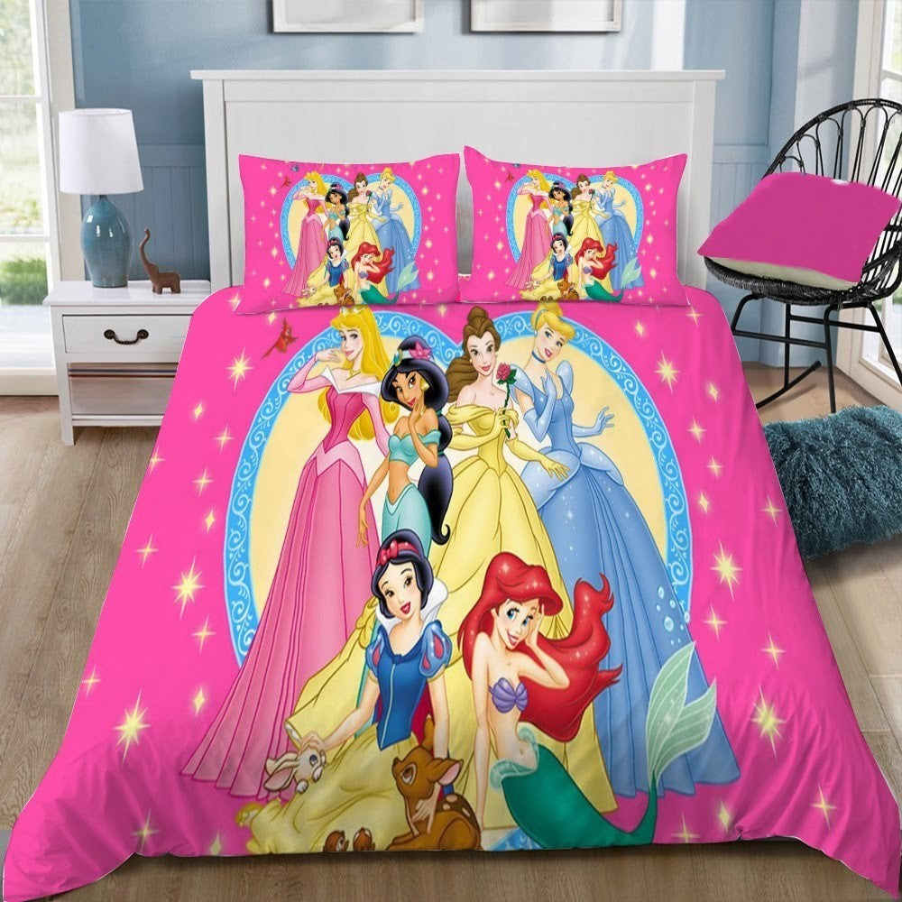 DN Bedding Set Princesses Aurora Ariel Belle Duvet Covers Pink Unique Gift