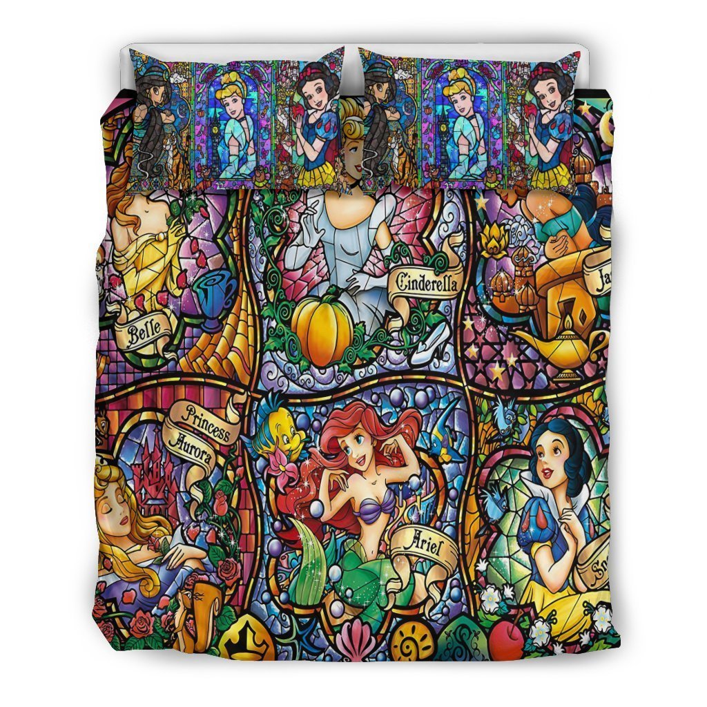 DN Bedding Set Princesses Stained Glasses Duvet Covers Colorful Unique Gift