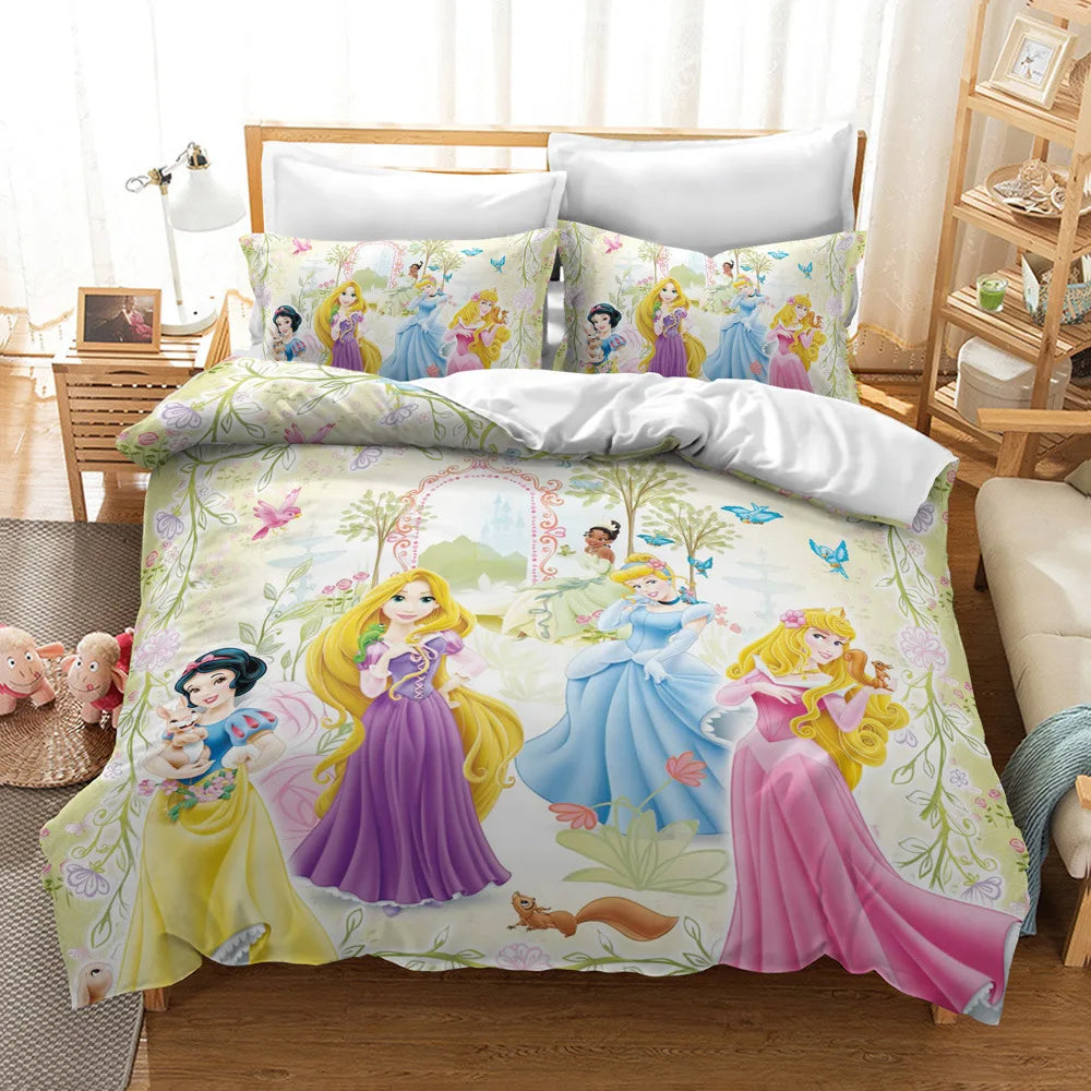 DN Bedding Set Princesses Playing In Garden Duvet Covers Colorful Unique Gift