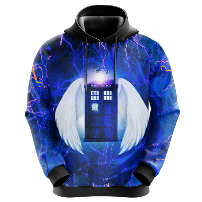 Doctor Who Hoodie Doctor Who Tardis With Wings Galaxy Hoodie Blue Unisex