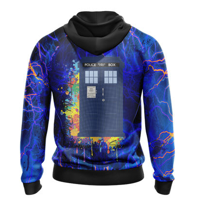 Doctor Who Hoodie Doctor Who Tardis With Wings Galaxy Hoodie Blue Unisex