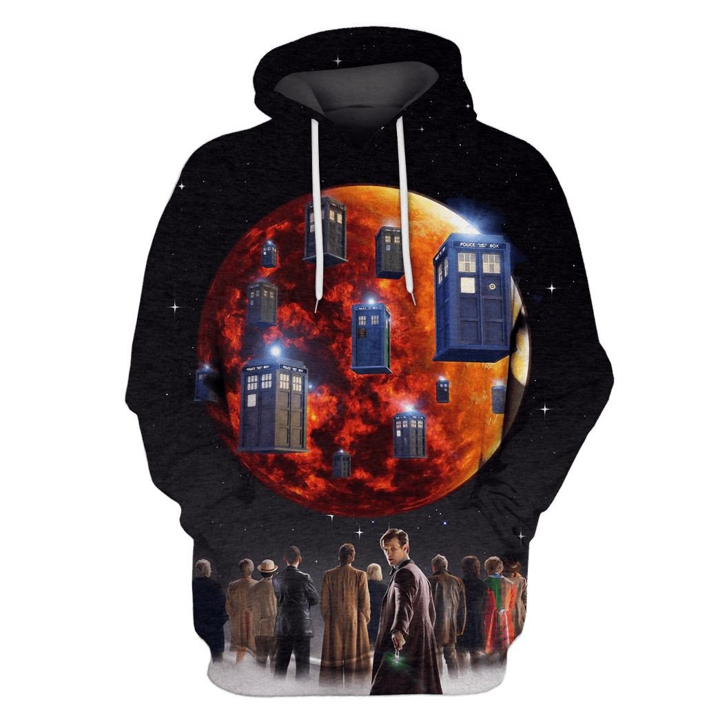 Doctor Who Hoodie All Doctors And Tardis Hoodie Black Unisex – Unifinz
