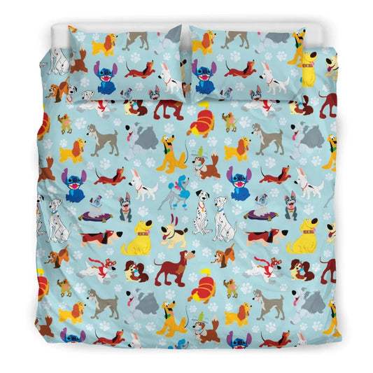 DN Bedding Set DN Dogs From All Movies Duvet Covers Blue Unique Gift