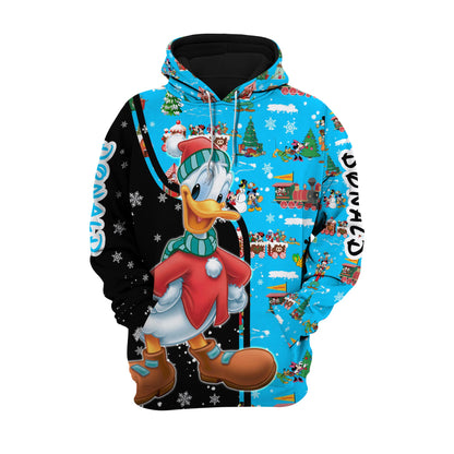 DN Christmas Hoodie Christmas Donald Duck Christmas Black Blue Hoodie