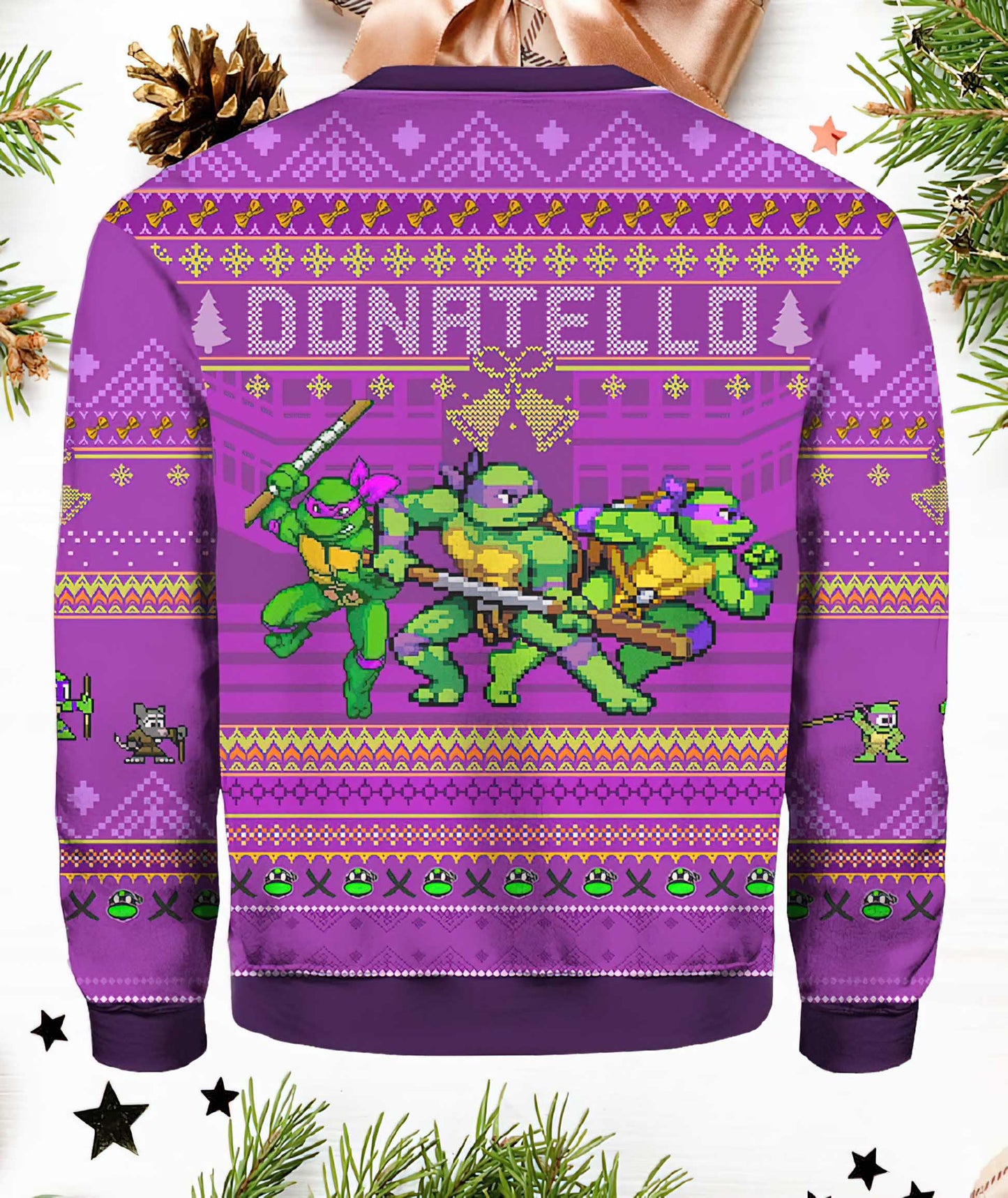 TMNT Sweatshirt Donatello Ninja Turtles Bowtie Pattern Sweatshirt Purple Unisex