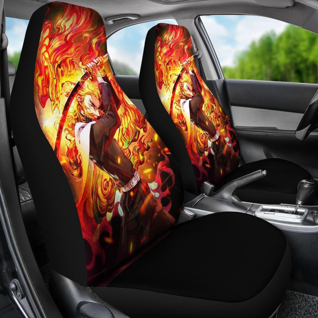 Demon Slayer Car Seat Covers Kyojuro Rengoku Fire Breathing Seat Covers