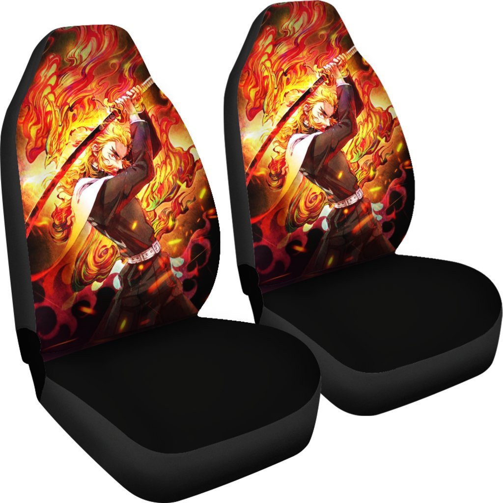 Demon Slayer Car Seat Covers Kyojuro Rengoku Fire Breathing Seat Covers