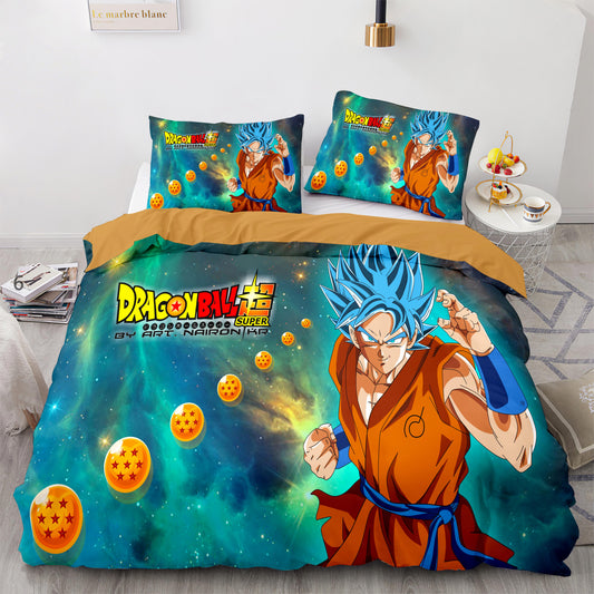 Dragon Ball Bedding Set Son Goku Dragon Balls Pattern Galaxy Duvet Covers Colorful Unique Gift