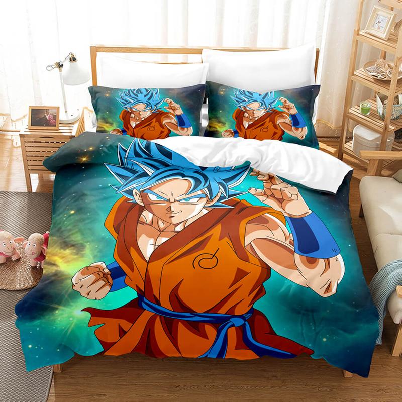 Dragon Ball Bedding Set Dragon Ball Son Goku Fighting Pose Duvet Covers Blue Unique Gift