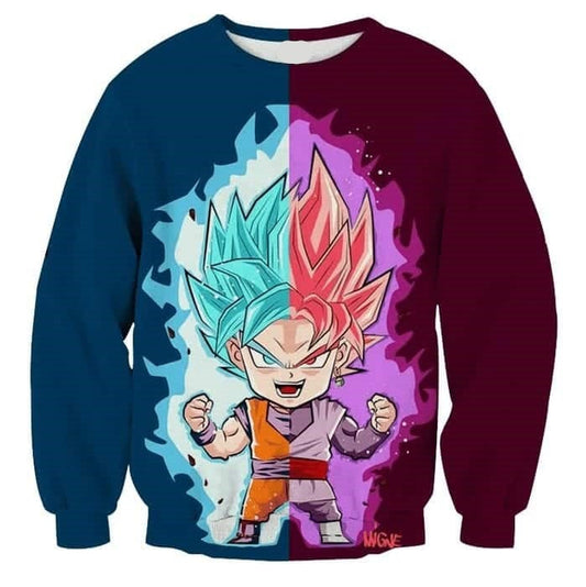 Dragon Ball Sweatshirt Super Cute Chibi Goku Sweatshirt Blue Red Unisex