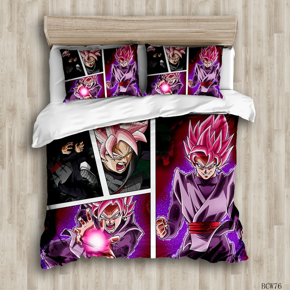 Dragon Ball Bedding Set Super Saiyan Rose Graphic Duvet Covers Pink Unique Gift