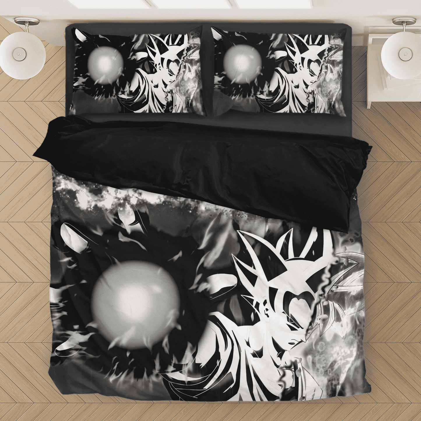 Dragon Ball Bedding Set Dragon Ball Z Angry Son Goku Duvet Covers Black White Unique Gift