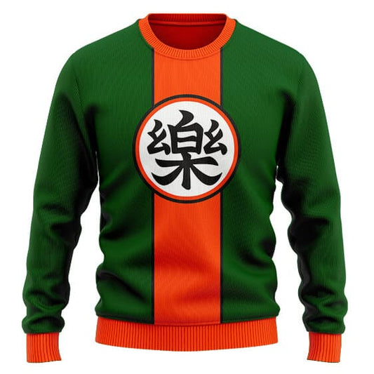 Dragon Ball Sweatshirt Dragon Ball Z Yamcha Kanji Logo Sweatshirt Orange Green Unisex