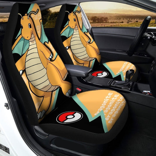 PKM Car Seat Covers PKM Dragonite Pokeball Graphic Seat Covers Black