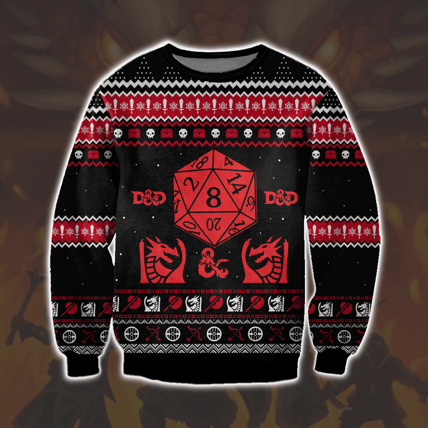 Dungeon And Dragon Sweatshirt Dungeons And Dragons Dice Christmas Sweatshirt Black Red Unisex