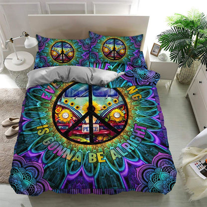 Hippie Bedding Set Every Little Thing Is Gonna Be Alright Duvet Covers Colorful Unique Gift